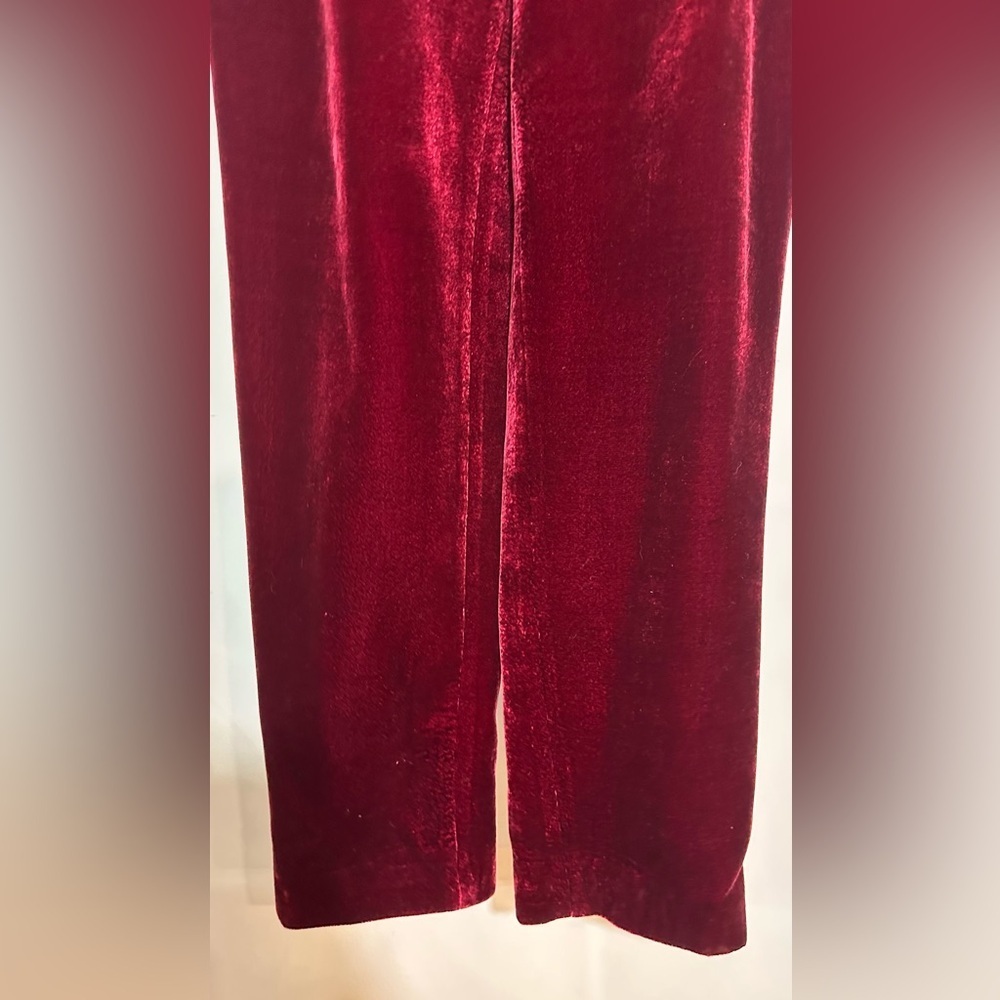 NWT Rasario Silk Velvet High Waisted Trouser Pants Burgundy FR 40 (US 6) - Picture 8 of 14